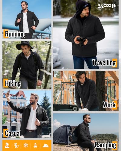 33,000ft Men's Lightweight Softshell Jacket Fleece Wate...