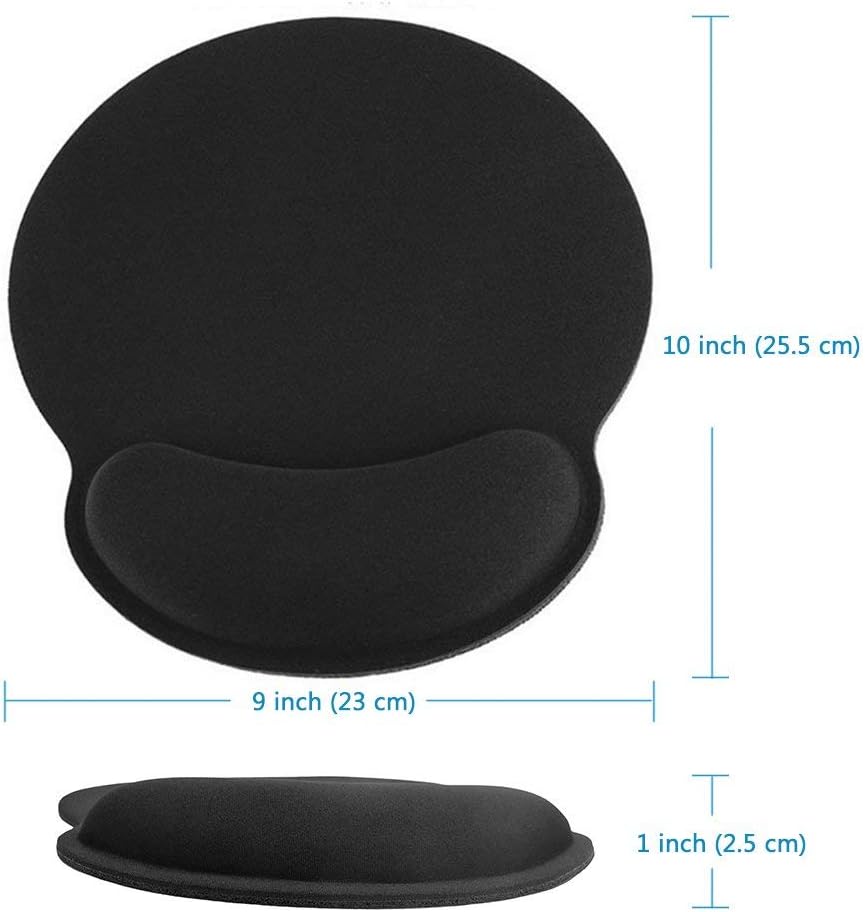 Mouse Pad - Gel Gaming Mouse Wrist Rest Pads Mat, Ergonomic Memory Foam Wrist Support Comfort Pad for Computer Laptop Office Typist Home (Black)
