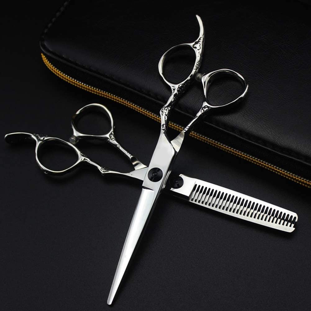 Cheap Hairdressing Scissors,Barber Thinning Scissors,Hairdresser Razor Haircut,6.0" Hair Scissors Glyph,6InchSet (FlatCut6Inch) (A FlatCut6Inch)