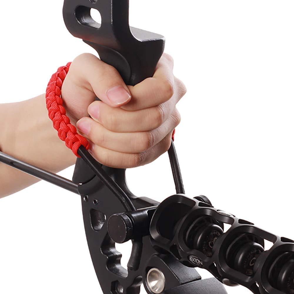 Namvo Bracelet de tir à l'arc - Sangle de poignet réglable en fer - En cuir durable - Sangle de corde tressée pour arc à compost - Accessoire de tir à l'arc - Rouge