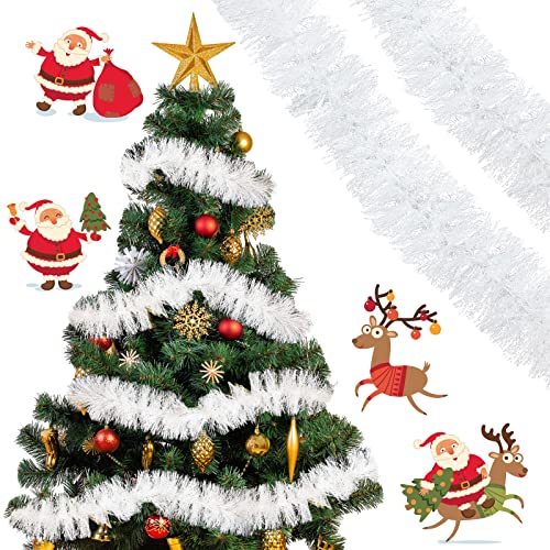50 Feet Christmas Tinsel Garland Christmas Garland Tree Decorations Tinsel Garland For Outdoor Or Indoor Use Christmas Holiday Decor (White) #TOP4