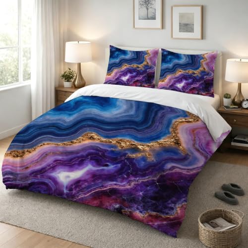 Housse de couette soyeuse 220x240 violette qui ne décolore pas - 4