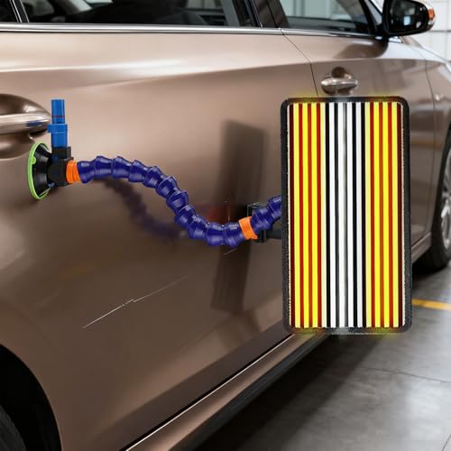 agreilduite PDR-Licht-Ausbeulwerkzeug, LED-Reflektor Für Autodellen, LED-Testleuchte Für Karosseriestreifen Zur Dellenentfernung, 37,8 × 19,8 cm LED-Leiste Mit 6 Farben + 45 cm Ständer