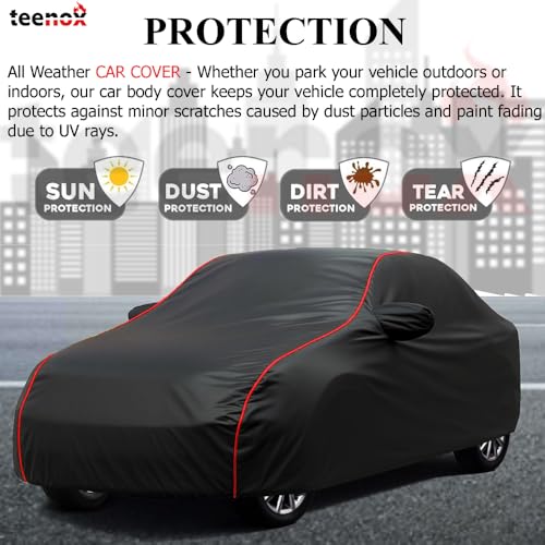 Image of TEENOX Full Coverage Car Body Cover Compatible for Hyundai i20 Magna EXT Upto 2026 Model All Weather Protection Car Cover - Black