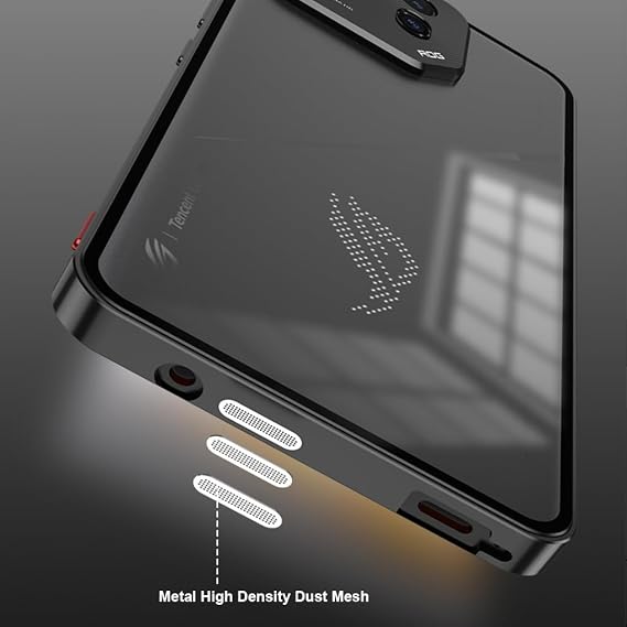 QUIETIP Case Compatible with Asus ROG Phone 8 & 8 Pro 5G with Screen Protector,Metal Frame + PC Frosted Surface Back Cover,Black