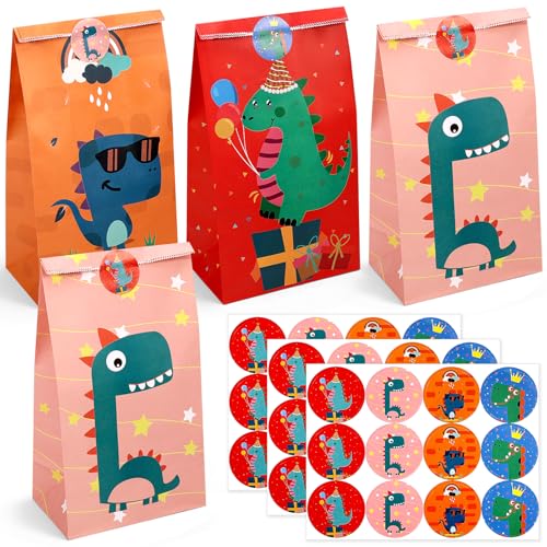 Tatxmalv 24 Sacchetti di Carta Dinosauro, Compleanno Dei Bambini Sacchetti di Caramelle Colorati con 36 Adesivi per Compleanno Dei Bambini, 24x13x8 cm Sacchetti Regalo, Confezioni Regalo Tatxmalv 24 Sacchetti di Carta Dinosauro, Compleanno Dei Bambini Sacchetti di Caramelle Colorati con 36 Adesivi per Compleanno Dei Bambini, 24x13x8 cm Sacchetti Regalo, Confezioni Regalo