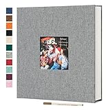 Spbapr Large Photo Album Self Adhesive 4x6 5x7 8x10 10x12 Pictures Magnetic Scrapbook 40 Blank Pages Linen Cover DIY Album with A Metal Pen, 13.2