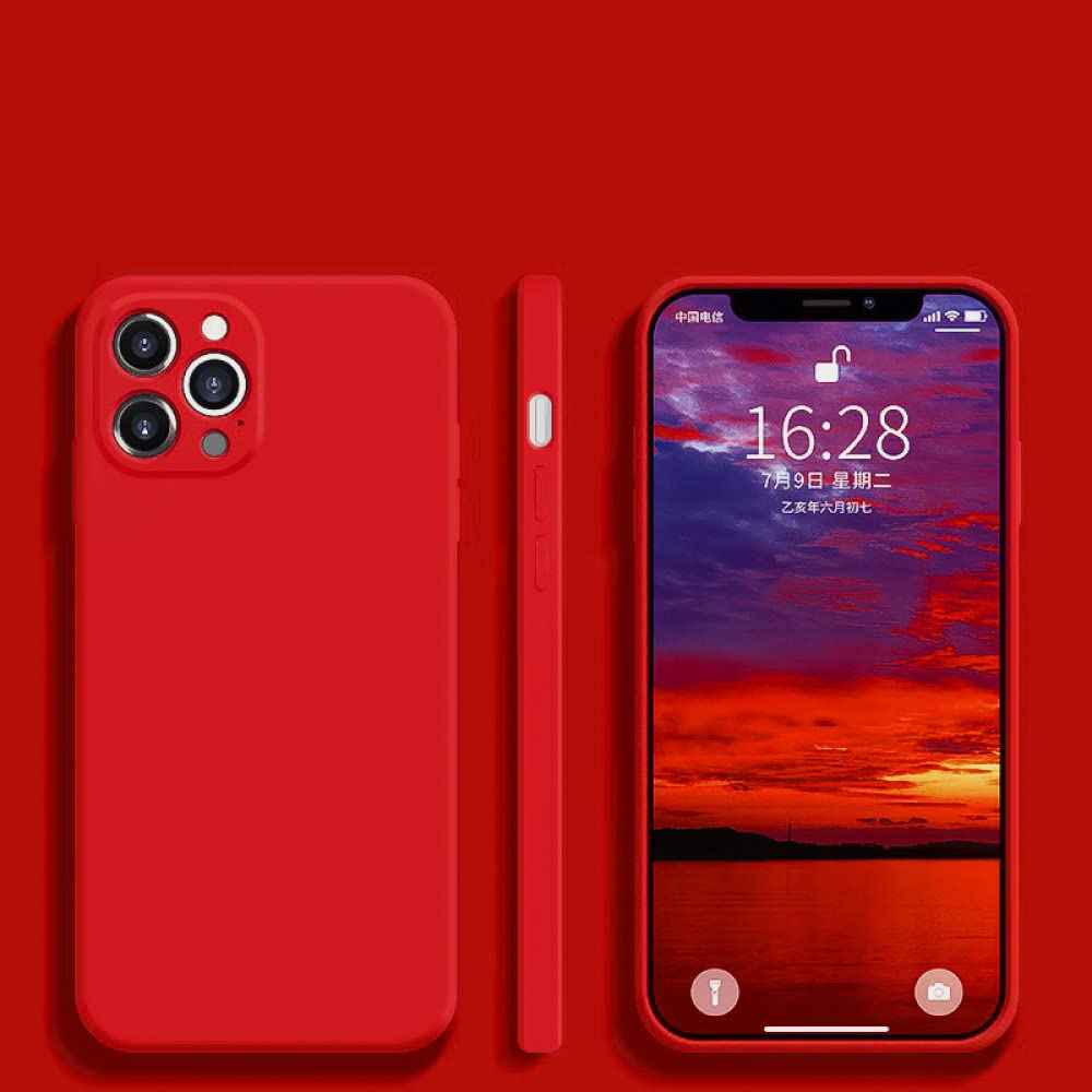 Coque silicone liquide iPhone 13 rouge housse protection antichoc - 7
