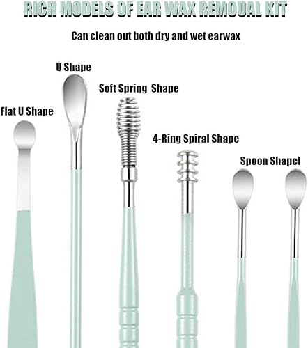 Miniatura 26 de Kit de 6 piezas de eliminación de cera de oído, juego de herramientas de limpieza de oídos, limpiador de cuuretas de oídos, diseño en espiral de Azul