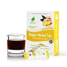 Ginger Herbal Black Instant Tea on the Go LeCharm 100% Natural Tea Extract, Unsweetened Drink Instant Crystallized Tea Powder for Pure Water, Iced Tea and Hot Tea10 Sachets