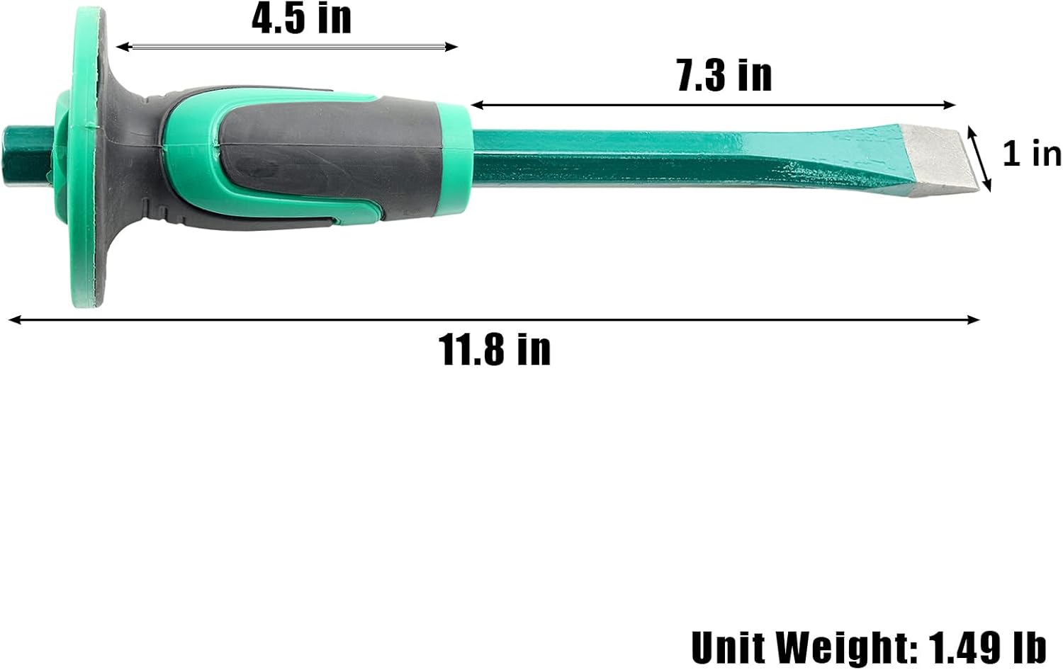 Masonry Chisel With Hand Guard, 12 inches Heavy Duty Flat End Rock Concrete Mortar Stone Chisel for Demolishing Carving Splitting Breaking Hounding
