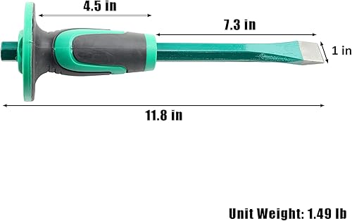 Miniatura 3 de Cincel de mampostería con protector de mano, 12 pulgadas de extremo plano resistente de mortero de roca de hormigón cincel de piedra para demoler