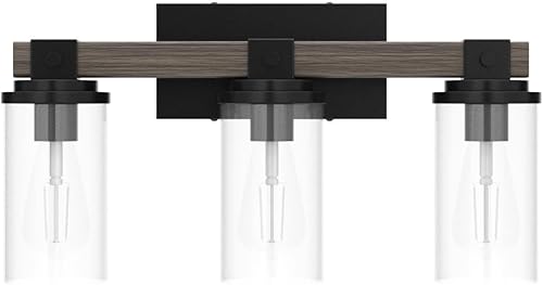 Miniatura 4 de Lámparas de Tocador para Baño, Luminarias de Baño de Madera Estilo Granja Sobre Espejo, Apliques Vintage Rústicos, Iluminación de Pared de 3 Luces