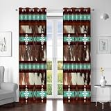 AHBEWIN Western Blackout Curtains Cow Print Aztec Southwestern Ethnic Farm Animal Fur Printed Curtain Brown...