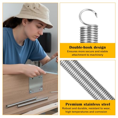 6 Stück Zugfedern mit Haken Edelstahl Spannfeder Zugfedern, Länge 16.5cm Außendurchmesser 10mm Sortiment Stahlfeder Spannfeder