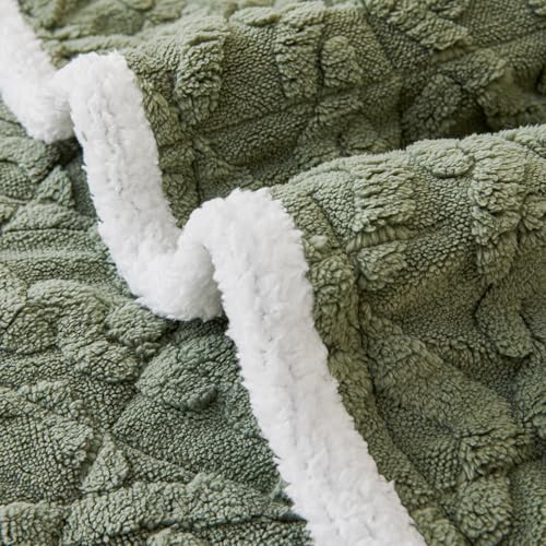 Image of HOKIPO 'Italian Caelora' Luxury Jacquard Plush Sofa Cover Mat | Make Your Own Sofa Cover Set, Mat Length 70(D) x 90(L) cm, Sage Green (AR-5955-GRN)