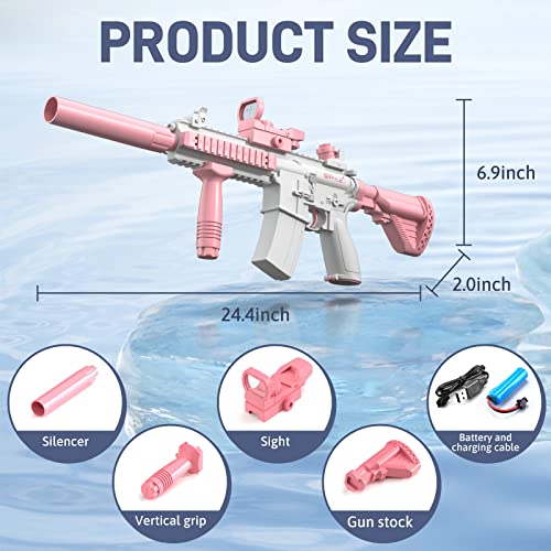 Electric Water Gun - Range 32 Ft, High Capacity Automatic Water Gun, Summer Outdoor Beach And Pool Party Squirt Water Guns Toy For Kids Adults (Pink) #TOP1