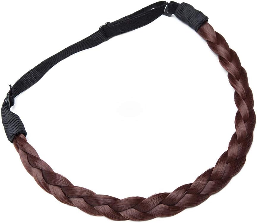 Real Fashion Hair Extensions Braided Headband Women Plaited Synthetic Hair Braid Headbands Hairpiece for Women Dark Auburn