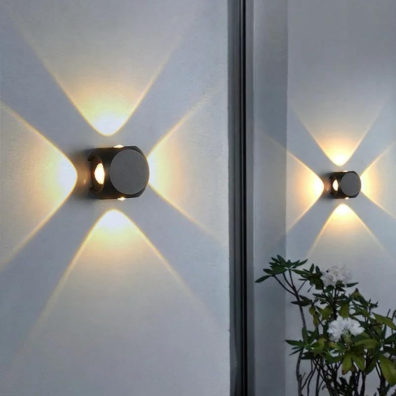 Image of blissbells Modern 4W LED Wall Light with Up & Down Light Effect | Black Aluminum Decorative Wall Lamp for Living Room, Bedroom, Hall & Staircase (4 Way Warm)
