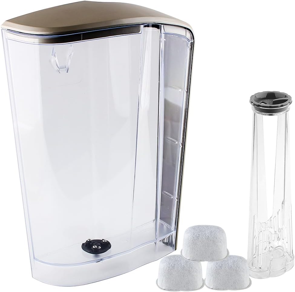 Replacement Part Water Reservoir with Water Filter Holder and 3 Charcoal filters,Compatible with Keurig K-Elite Coffee Maker Only(Brushed Gold)