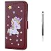 Produktbild Grandoin Galaxy J5 2017 Hülle, Handyhülle im Brieftasche-Stil für Samsung Galaxy J5 2017 Handytasche PU Leder Flip Cover Bunte Einhorn Muster Case Schutzhülle mit [Magnetverschluss] Etui Case (Braun)