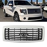 SAIQINGSP White Platinum Front Grille Compatible with 2009 2010 2011 2012 2013 2014 Ford F150 F-150 Harley-Davidson Style Pickup Replace for AL3Z8200DPTM