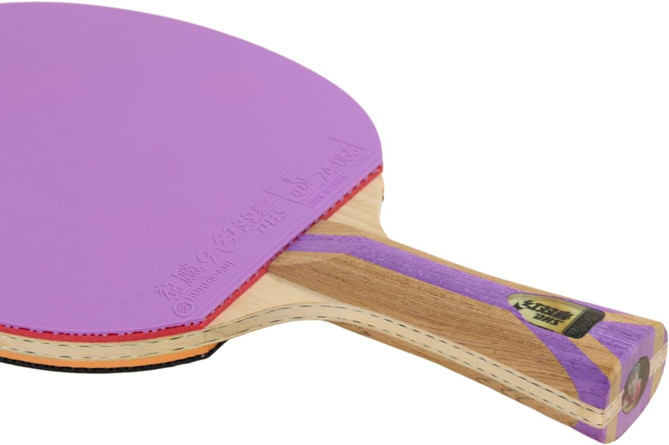 DHS Sports 7 Star Color Edition Table Tennis Racket H7001 - Shakehand, ITTF Approved Paddle, Professional, 5 Ply Wood 2 Ply Carbon, Hurricane 3, Hurricane 9 Rubbers