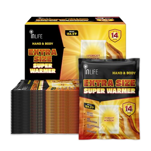 InLife Extra Size Super Warmer for Hands and Body | All Natural & Safe, Instant Quick Heat, Easy & Comfort | Bigger & Wider Size, Air Activated, Single Use, Stable & Long-Lasting | Odorless, 30 Packs by InLife - Used condition - US$12.25