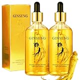 2Pcs Ginseng Polypeptide Anti-Ageing Essence, Ginseng Extract Anti Wrinkle Serum Gold Korean Ginseng Anti Aging Essential Oil for Tightening Sagging Skin Reduce Fine Lines Moisturizer 7 Fl Oz