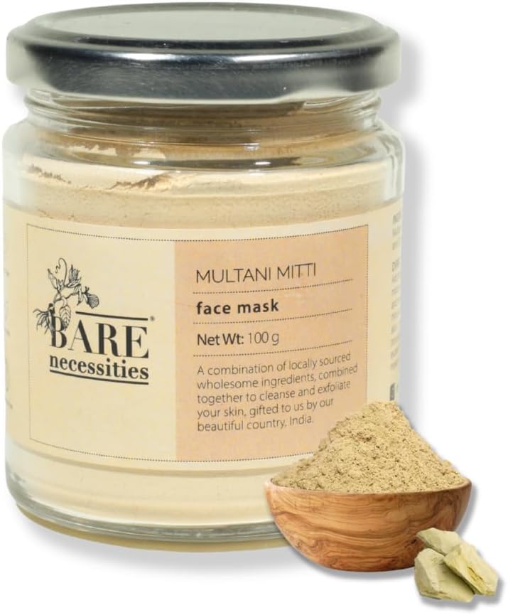 Organic Multani Mitti Powder for Face Pack Pure Fuller's Earth Detan Face Mask for Exfoliation & Glowing Clear Skin, Tan Removal Multani Mitti Clay Face Pack for All Skin Types 100g