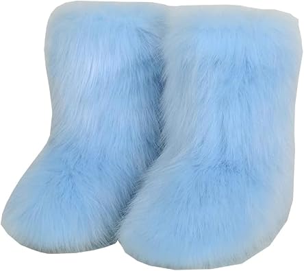 Girls Warm Winter Faux Fur Snow Boots Fuzzy Fluffy Furry Bootie