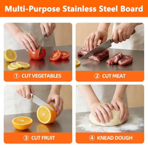 Stainless Steel Cutting Boards for Kitchen, 304 Stainless Lipped Chopping Board, Non-Slip Metal Cutting Board for Meat, Fruits, Vegetables, and Baking Food Grade Cutting Plate (11.8 X 11.8 Inch) by Jnfmiler - Image 8