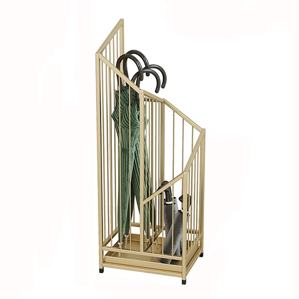 FCXWEVR Nordic Style Wrought Iron Umbrella Stand Large Capacity for Home and Hotel Gold A