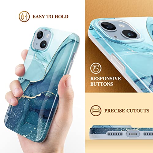 Gviewin Designed For Iphone 14 Case, For Iphone 13 Case 6.1", [10Ft Military Grade Drop Test] Marble Soft Slim Tpu Protective Shockproof Phone Case Cover, Navy Blue #TOP5