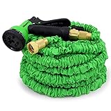 IBeaty Lightweight 150ft Expandable Garden Hose Magic Flexible Water Hose with 3/4Inch Solid Brass Ends 8 Position Spray Nozzle Green