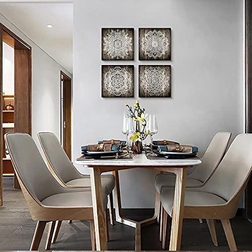 Canvas Wall Art For Bedroom Wall Decor For Living Room Black And White Abstract Paintings Modern 4 Piece Framed Retro Pattern Canvas Art Bathroom Prints Ready To Hang Pictures For Home Decorations #TOP6