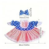 4th of July Porch Goose Outfit Set for 23'' Cement Lawn Goose Statue,Patriotic Star Stripe Dress with Bow,American Independence Day Decor(4th of July)