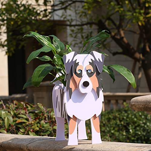 Pot de fleurs extérieur original et grand pot design chien berger australien - 3