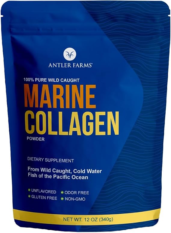 Antler Farms - 100% Pure, Clean Marine Collagen Powder from Wild Caught Pacific Snapper, 12 oz Soluble in Hot or Cold Liquids, Highly Bioavailable, Rapid Absorption, No Taste or Smell