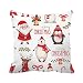 Higoss Christmas Gifts Decorative Pillow Cover Snowman Elks Santa Claus Pillowcases 18" x 18"