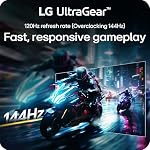 LG 24G411A-B 24-inch Ultragear Full HD (1920 x 1080) IPS Gaming Monitor, 144Hz (O/C), 1ms MBR, NVIDIA G-Sync Compatible, AMD FreeSync, HDR10, HDMI, DisplayPort, Slim Stand, Black - Image 4