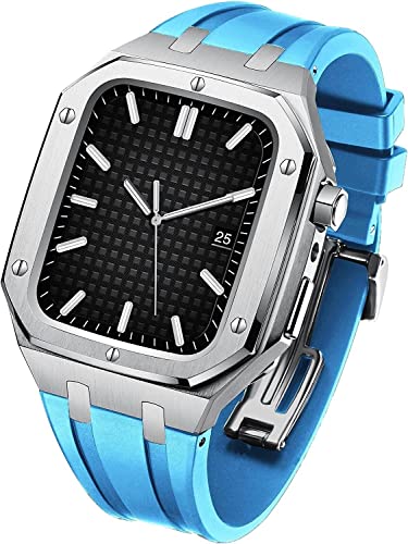 Boîtier de montre acier inoxydable bracelet caoutchouc 45mm