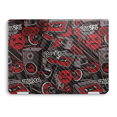 MightySkins Carbon Fiber Skin Compatible with HP Spectre x360 14" (2022) Full Wrap Kit - Red Hip Hop | Protective, Durable Textured Carbon Fiber Finish | Easy to Apply | Made in The USA