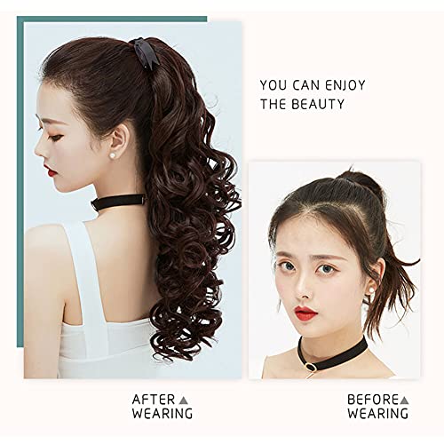 Extensão grossa de rabo de cavalo alto ondulado com densidade 150% invisível e fofa para amarrar rab