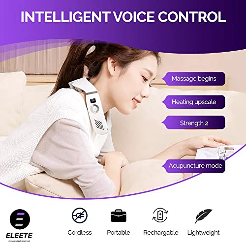 Eleete Neck Massager With Heat & Cooling, Portable Electric Cordless Smart Massager For Neck & Back, Vibrating Deep Tissue Trigger Point For Pain Relief, Cervical Neck Massager With Voice Instruction #TOP2
