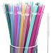 50 Pieces Reusable Drinking Straw Plastic Straws with Cleaning Brush Straw Cleaner (9 Inch, Multi Color)
