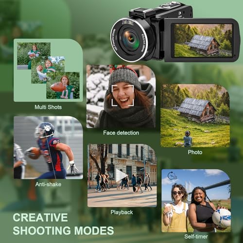 VENOPTIX Video Camera Camcorder Full HD 1080P 30FPS 48 MP IR Night Vision Vlogging Camera Recorder 3.0 Inch IPS Screen 16X Zoom Camcorders Camera Remote Control with 2 Batteries