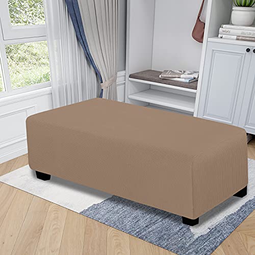 Cubierta otomana XXL camello: funda para taburete rectangular plegable y protector de muebles 3