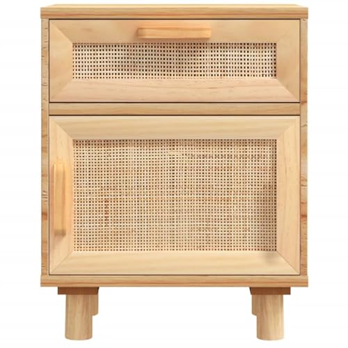 Table de chevet gain de place en pin et rotin pour chambre encombrée - 5