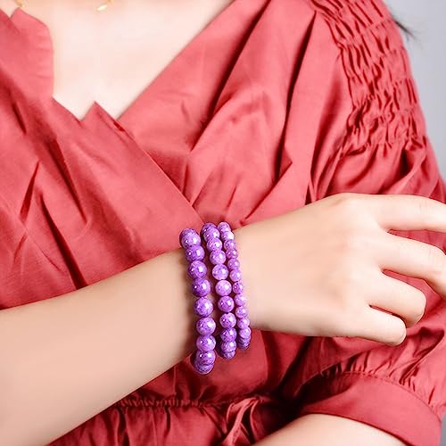 Bracelet extensible jade violet contre le stress : bijou améthyste